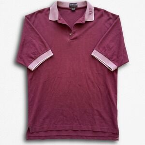UltraClub‎ Large Burgundy Herringbone Cotton Polo Shirt XJ8 Logo Short Sleeve